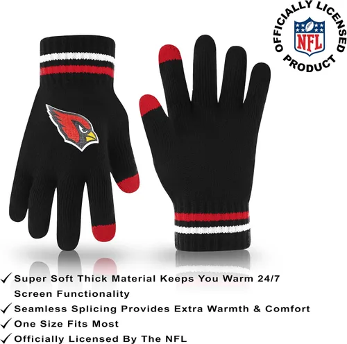 Vista 3 de Ultra Game Adults NFL Official Super Soft Winter Beanie Knit Hat With Warm Touch Screen Gloves