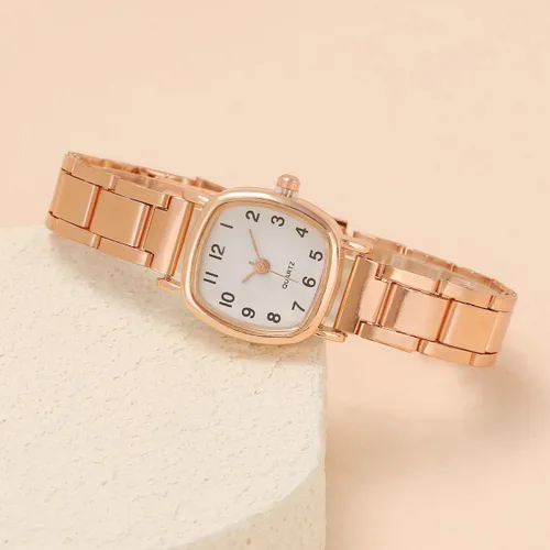Vista 2 de Top Plaza Reloj de esfera con números arábigos cuadrados vintage para mujer de fácil lectura
