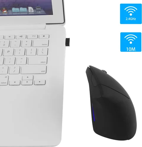 Vista 5 de Ratón vertical inalámbrico negro, ergonómico, vertical, de alta precisión, Ergo, óptico 2.4G, inalámbrico, ligero, con 3 botones ajustables