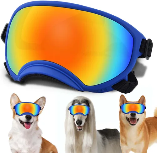 Vista 31 de Gafas de sol para perros medianos con correa ajustable, protección UV, gafas de sol para cachorros a prueba de viento, adecuadas para mascotas