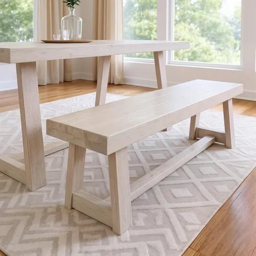Vista 12 de Plank+Beam - Mesa de comedor de 48 pulgadas estilo granja, mesa de cocina rústica de madera maciza, mesa de comedor para el comedor, mobiliario