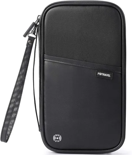 Vista 8 de VanFn Cartera RFID para pasaporte de viaje, soporte para pasaporte familiar, organizador de documentos de viaje serie P.Travel (nailon, gris)