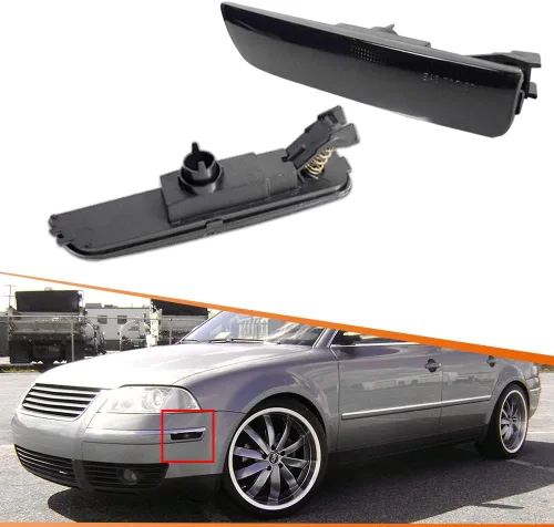 Vista 3 de ADIIL Carcasas de luz de marcador lateral para parachoques delantero con lente anaranjada para VW Passat B5.5 2001 2002 2003 2004 2005, reemplazan