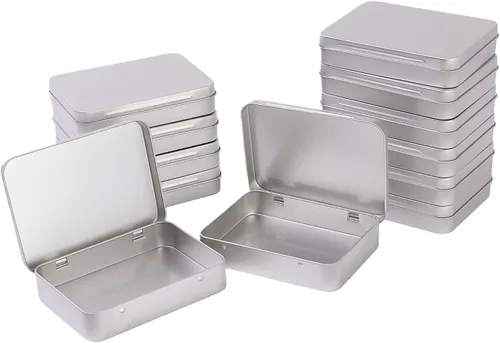 Vista 11 de LJY 12 latas rectangulares de metal, 4.5 x 3.3 x 0.9 pulgadas para piezas Negro