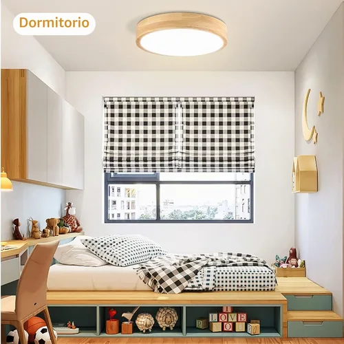 Vista 7 de Lámpara de Techo LED Empotrada: 12 Pulgadas 24W Luminaria de Dormitorio de Madera con Lámparas de Techo Redondas Modernas Planas Aéreas Minimalistas