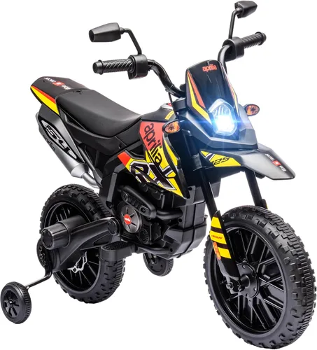 Vista 10 de Qaba 12V Niños Motocicleta Bicicleta Eléctrica Entrenamiento Ruedas LED Aprilia - Bicicleta eléctrica con licencia de resorte, USB, música, funciona