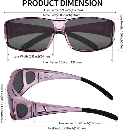 Vista 3 de URUMQI Sunglasses Fit Over Glasses Polarized 100 UV Protection Wrap-around Sunglasses for Men Women Driving