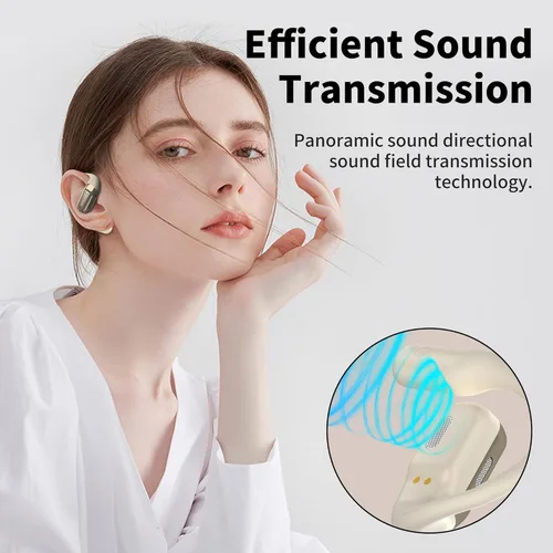Vista 6 de BUGANI Auriculares de oreja abierta, Bluetooth 5.2 Auriculares de oreja abierta con micrófono, conversación clara ENC, sonido estéreo inmersivo