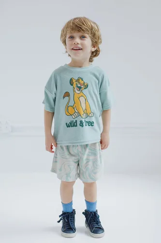 Vista 4 de Disney Conjunto de camiseta y pantalones cortos de Mickey Mouse Cars de Rey León, tallas para niños pequeños a niños grandes (2T - 10-12)