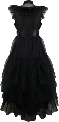Vista 3 de Wednesday Addams - Ropa para niñas para Addams, disfraces de la familia, Halloween, cosplay, vestido de fiesta con traje