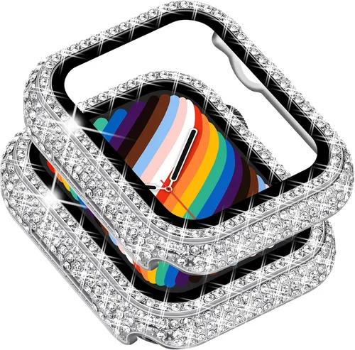 Vista 58 de Surace - Carcasa de 1.49 pulgadas compatible con Apple Watch con protector de pantalla, caja protectora general con diseño de diamantes brillantes