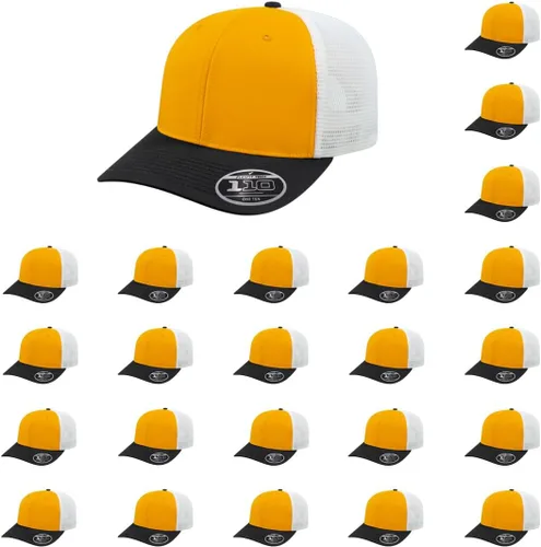 Vista 42 de Cap America i8502 Flexfit 110 Premium - Gorra de camionero de perfil medio con 6 paneles de malla trasera con protección UV y cierre ajustable