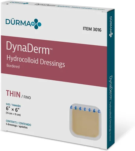 Vista 10 de Dynarex Dürma+ DynaDerm Apósito hidrocoloide - Parche estéril con bordes para heridas - Resistente al agua - Protección flexible - Delgado - 2" x 2