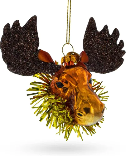 Vista 6 de Majestic - Adorno navideño de cristal soplado con cuello de oropel