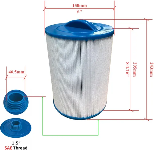 Vista 2 de Malaka Filtro de spa compatible con PWW50P3 6CH-940 FC-0359 1-1/2 pulgadas SAE/rosca gruesa φ6x8 pulgadas cartucho de filtro para bañera