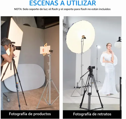 Vista 5 de Soporte de luz de acero inoxidable de 9.2 pies, trípode de fotografía resistente
