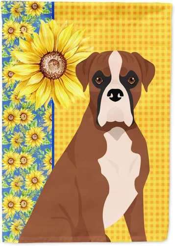 Vista 61 de Caroline's Treasures WDK5313GF Bandera de jardín con diseño de girasoles de verano, color negro y tostado, Airedale Terrier para buzón, bandera