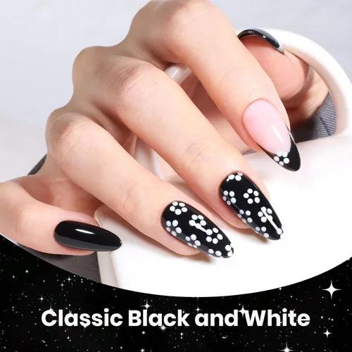 Vista 5 de Beetles - Juego de esmaltes de gel blanco y negro, 6 colores plateados, ojo de gato, purpurina brillante con imán, arte de uñas UV LED, hogar, salón