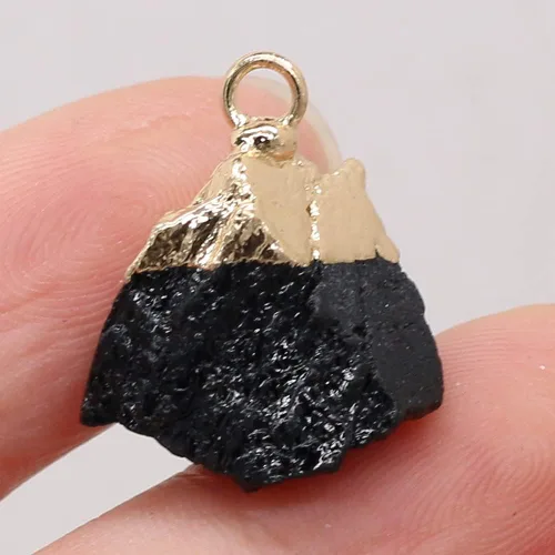 Vista 6 de LHJ 7 colgantes surtidos de piedra natural, colgantes irregulares de cristal crudo con borde dorado, colgantes de gota de ágata de cuarzo a granel