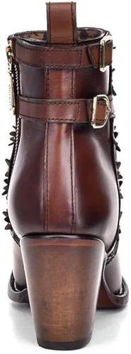 Vista 3 de Cuadra Botines para mujer en piel bovina con cristales y cremallera