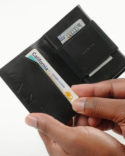 Vista 4 de VANTA Cartera plegable Lynx con más de 6 ranuras para tarjetas de crédito y banda de dinero, Billetera plegable