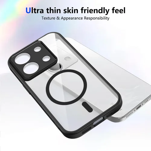 Vista 137 de Funda magnética transparente compatible con Xiaomi 17T, color negro 2 en 1 PC + TPU cubierta de teléfono a prueba de golpes, carcasa protectora