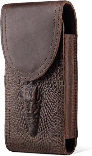 Vista 8 de Funda de cuero genuino para cinturón de teléfono con clip para cinturón, funda para teléfono celular para teléfonos inteligentes grandes de 6.5
