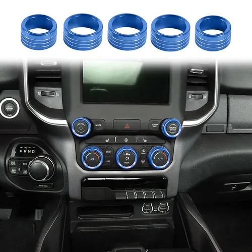 Vista 9 de Voodonala para Dodge RAM Cubierta de perilla del interruptor de aire acondicionado y radio de aluminio para la consola central para Dodge RAM Negro