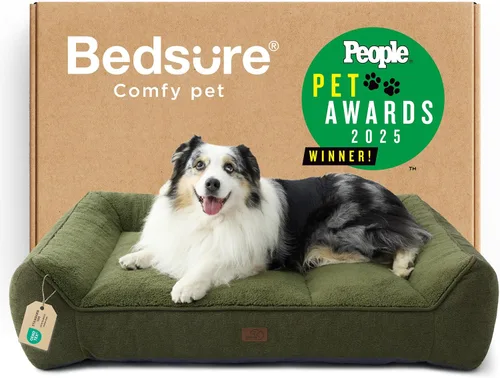 Vista 29 de Bedsure Cama ortopédica para perros de tamaño mediano, camas extra gruesas de apoyo para perros medianos con funda impermeable lavable, cómodo sofá