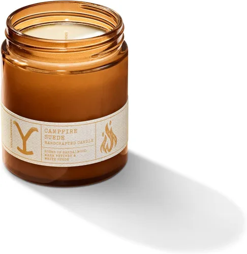 Vista 2 de Tru Western - Vela perfumada en tarro Yellowstone, 8 onzas, gamuza Campfire