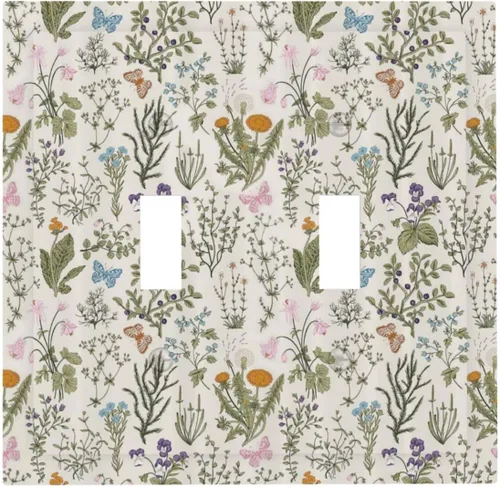 Vista 73 de William Morris Floral Boho Azul Medianoche Azul Bohemio Flor 1 Banda Dúplex Cubierta de Salida Decorativa Receptáculo Único Interruptor Eléctrico