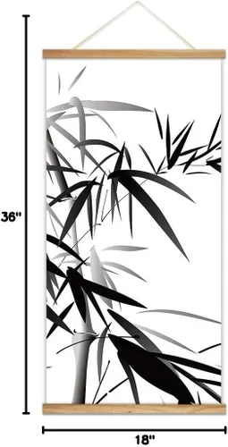 Vista 5 de wall26 Póster colgante de madera enmarcado con hermosas flores de invierno, impresión para el hogar, listo para colgar, 18 x 36 pulgadas