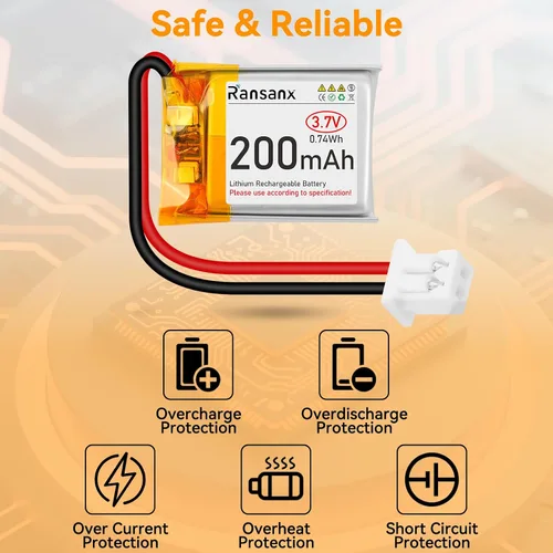 Vista 2 de Batería Lipo de 3.7 V 200 mAh 502025 Batería recargable de polímero de litio con conector Micro JST 2.0 Circuito de protección integrado