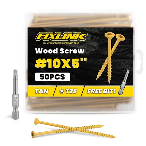 Vista 23 de Tornillos para madera de 2-1/2 pulgadas, tornillos para terraza FIXLINK #10 x 2-1/2", 310 piezas, recubiertos con epoxi, broca de estrella T25