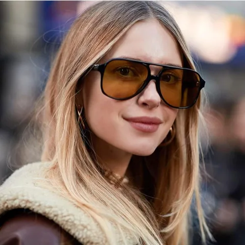 Vista 2 de ADE WU Gafas de sol de aviador de diseño de gran tamaño de moda retro 70s gafas de sol de piloto