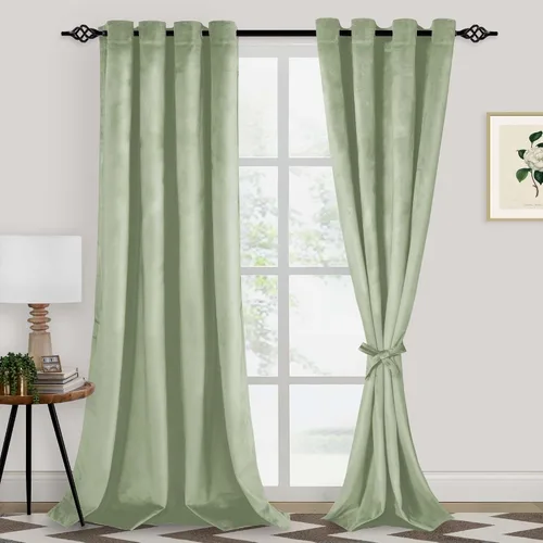 Vista 59 de XWZO Cortinas de terciopelo azul de 63 pulgadas de largo, elegantes cortinas de lujo suaves para sala de estar, aislamiento térmico, oscurecimiento