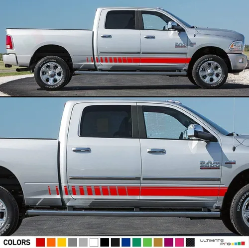 Vista 3 de 2 calcomanías autoadhesivas de rayas de vinilo para puerta lateral compatibles con Dodge Ram DS/DJ 2009-2016.