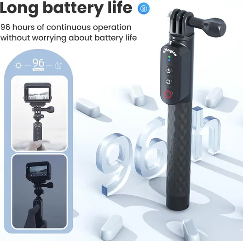 Vista 4 de Control remoto Selfie Stick recargable impermeable 39.4 in estirable compatible con cámara de acción Insta360/Gopro y iOS Android Smartphone