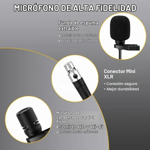 Vista 4 de Sistema de micrófono inalámbrico de solapa con auriculares y micrófonos de solapa, transmisores UHF, mini receptor recargable, 48 canales en 500