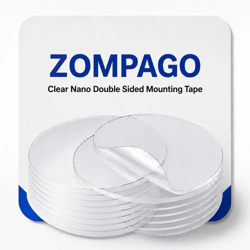 Vista 13 de ZOMPAGO 10 PIEZAS Cinta Adhesiva de Montaje Circular de Doble Cara Resistente - Impermeable, Fuerte Adherencia, Transparente, Alta Resistencia