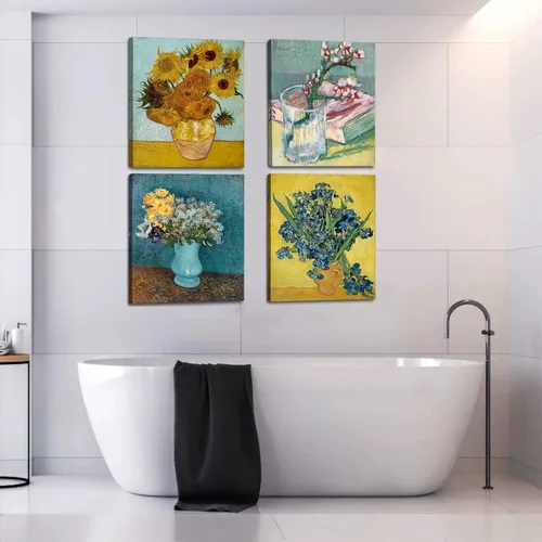 Vista 2 de dgbtcart Girasoles Lirios Florero de Flores por Vincent Van Gogh Arte de Pared en Lienzo, Reproducciones de Pinturas Clásicas Impresiones Obra