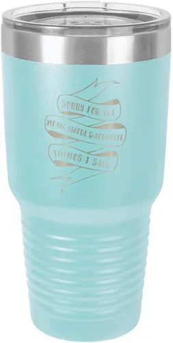 Vista 13 de Sorry for the Mean Awful and Accurate Things I SAID - Vaso negro de 30 onzas con popote y tapa superior deslizante Taza de viaje de acero