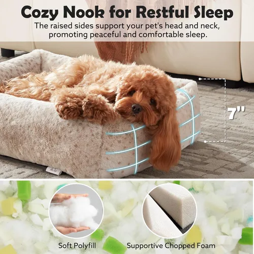 Vista 2 de JOEJOY Cama para Perros Pequeños para Perros Pequeños, Cama para Mascotas de Forro Polar de Pana Suave Premium Ortopédica Lavable con Funda