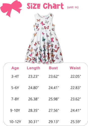 Vista 6 de Vestidos de verano para niñas, sin mangas, con bolsillo, vestido de sirena de mariposa, vestido casual de verano para niñas de 3 a 12 años