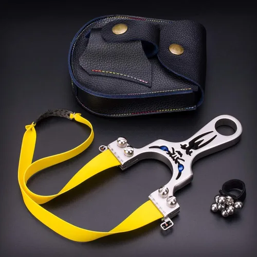 Vista 3 de Resortera, Resortera Profesional de Metal para Caza con Bandas de Lanzamiento Resistente, Catapulta de Alta Velocidad edición de lujo