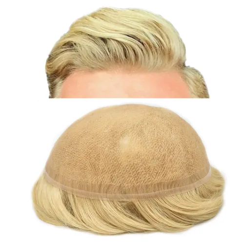 Vista 86 de Peluca de cabello humano con encaje completo, línea capilar real, para hombre, peluca de cabello con nudo blanqueado, pieza de pelo para hombres