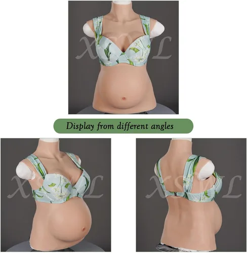 Vista 2 de Silicona completa de 4 a 9 meses embarazada, vientre realista, pechos falsos, formas de pecho para cosplay con relleno de algodón