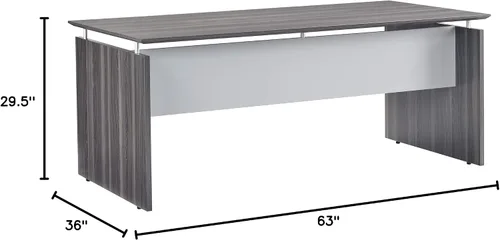 Vista 5 de Mayline MNDS63LGS Medina Escritorio de borde recto, 63 pulgadas de ancho, laminado de acero gris