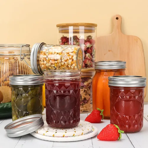 Vista 7 de Eathtek 8 onzas tarros Mason 20 paquete, tarros de conservas mini de 240ml con tapas regulares para almacenamiento de jalea, hierbas, especias