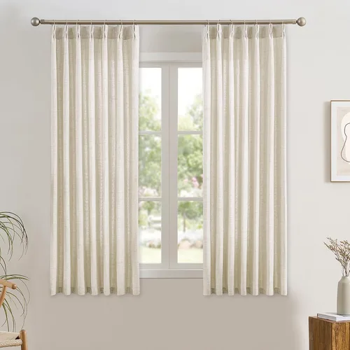 Vista 22 de RAIN CITY - Juego de 2 cortinas de 45 pulgadas de largo con plisado con pellizco, cortinas semitraslúcidas para dormitorio, cuarto de bebé
